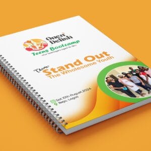 a spiral bound notebook with a group of people on it