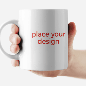 white mug with print