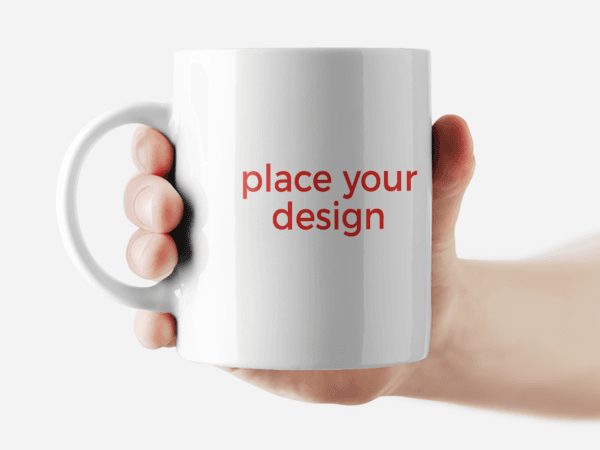 white mug with print