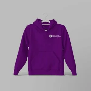 purple hoodie with print