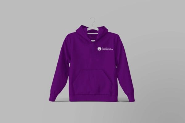 purple hoodie with print